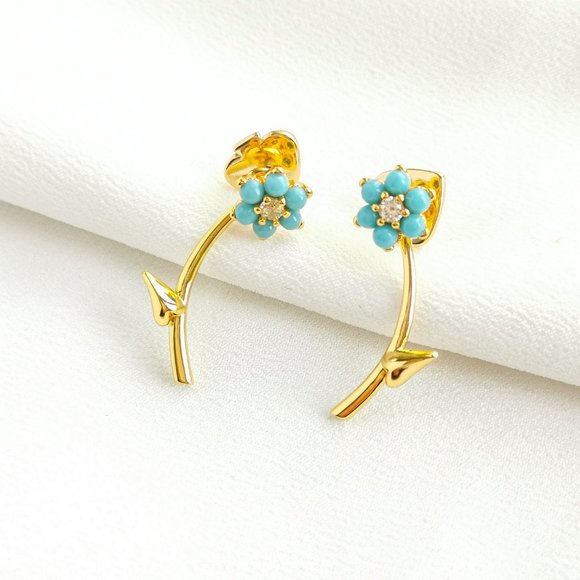 Kate Spade Myosotis Flower Gold Ear Jacket Earrings | NEW - Picture 2 of 7